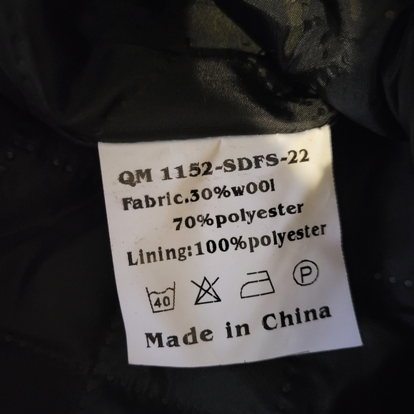 Wool Blend Men's Military Style Peacoat NWT Size Medium - Picture 5 of 5